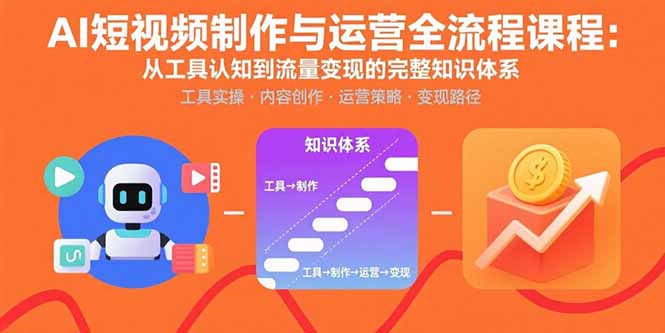 AI短视频制作与运营全流程课程：从工具认知到流量变现的完整知识体系-情久项目网