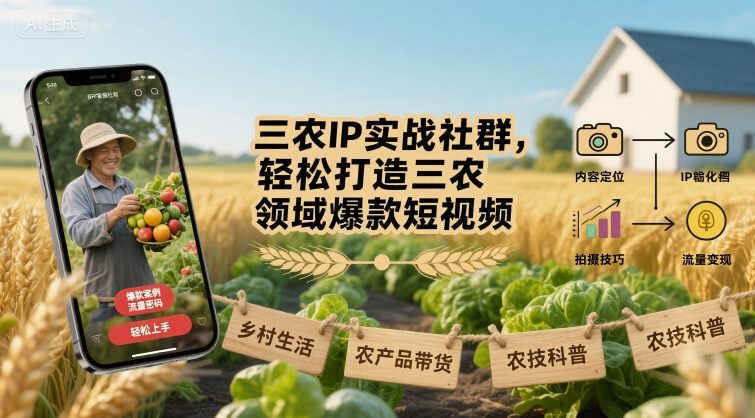 三农IP实战社群，轻松打造三农领域爆款短视频-情久项目网