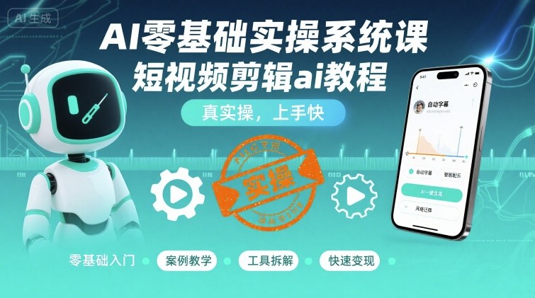 AI零基础实操系统课，短视频剪辑ai教程，真实操，上手快-情久项目网