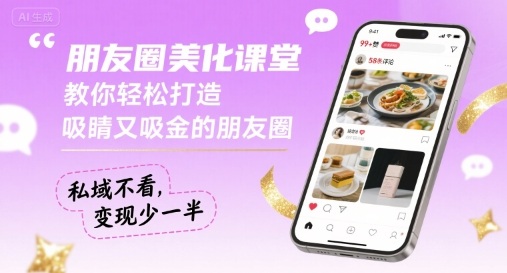 朋友圈美化课堂，教你轻松打造，吸睛又吸金的朋友圈，私域不看，变现少一半-情久项目网