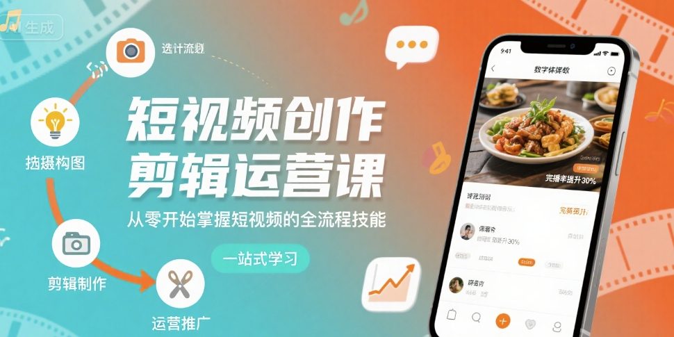 短视频创作剪辑运营课，从零开始掌握短视频的全流程技能-情久项目网