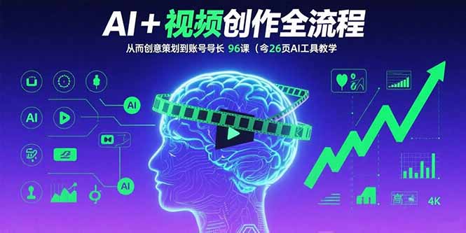 AI+短视频创作全流程：从创意策划到账号增长，96节课(含26项AI工具教学-情久项目网