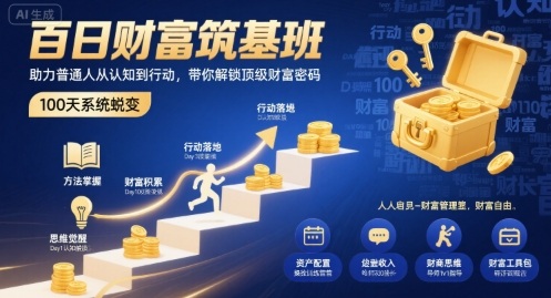 百日财富筑基班，助力普通人从认知到行动，带你解锁顶级财富密码-情久项目网