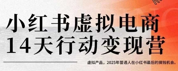 小红书虚拟电商14天变现训练营，虚拟产品，2025年普通人在小红书最后的搞钱机会(更新)-情久项目网