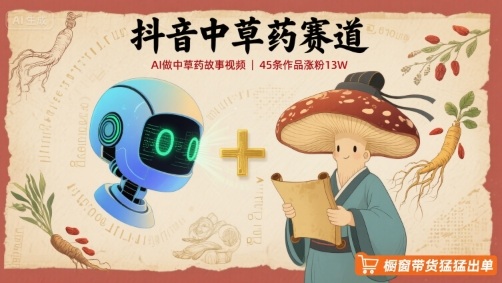 抖音中草药赛道，用AI做中草药故事视频，45条作品涨粉13W，橱窗带货猛猛出单-情久项目网