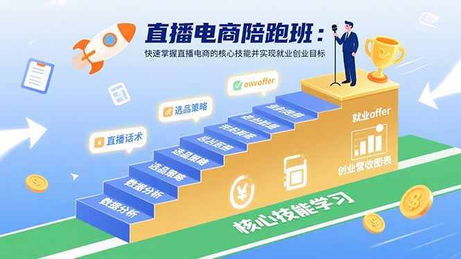 直播电商陪跑班：快速掌握直播电商的核心技能并实现就业/创业目标-情久项目网