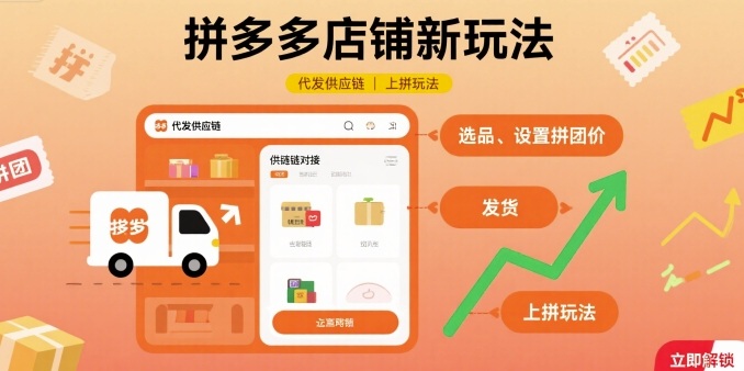 拼多多店铺新玩法，代发供应链上拼玩法-情久项目网