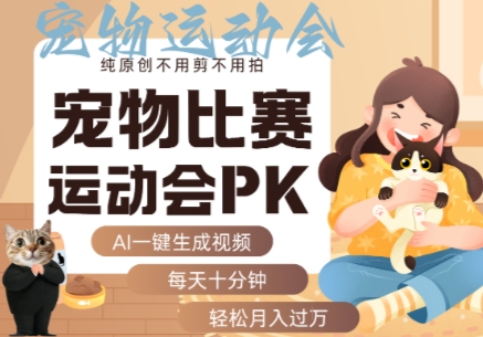 AI一键生成宠物比赛运动会PK视频，纯原创不用剪不用拍，每天十分钟，轻松月入过1W+-情久项目网