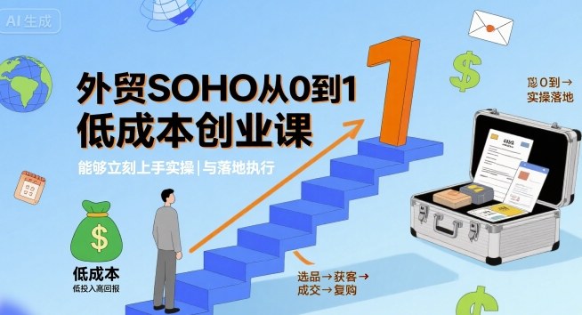 外贸SOHO从0到1低成本创业课，能够立刻上手实操与落地执行-情久项目网