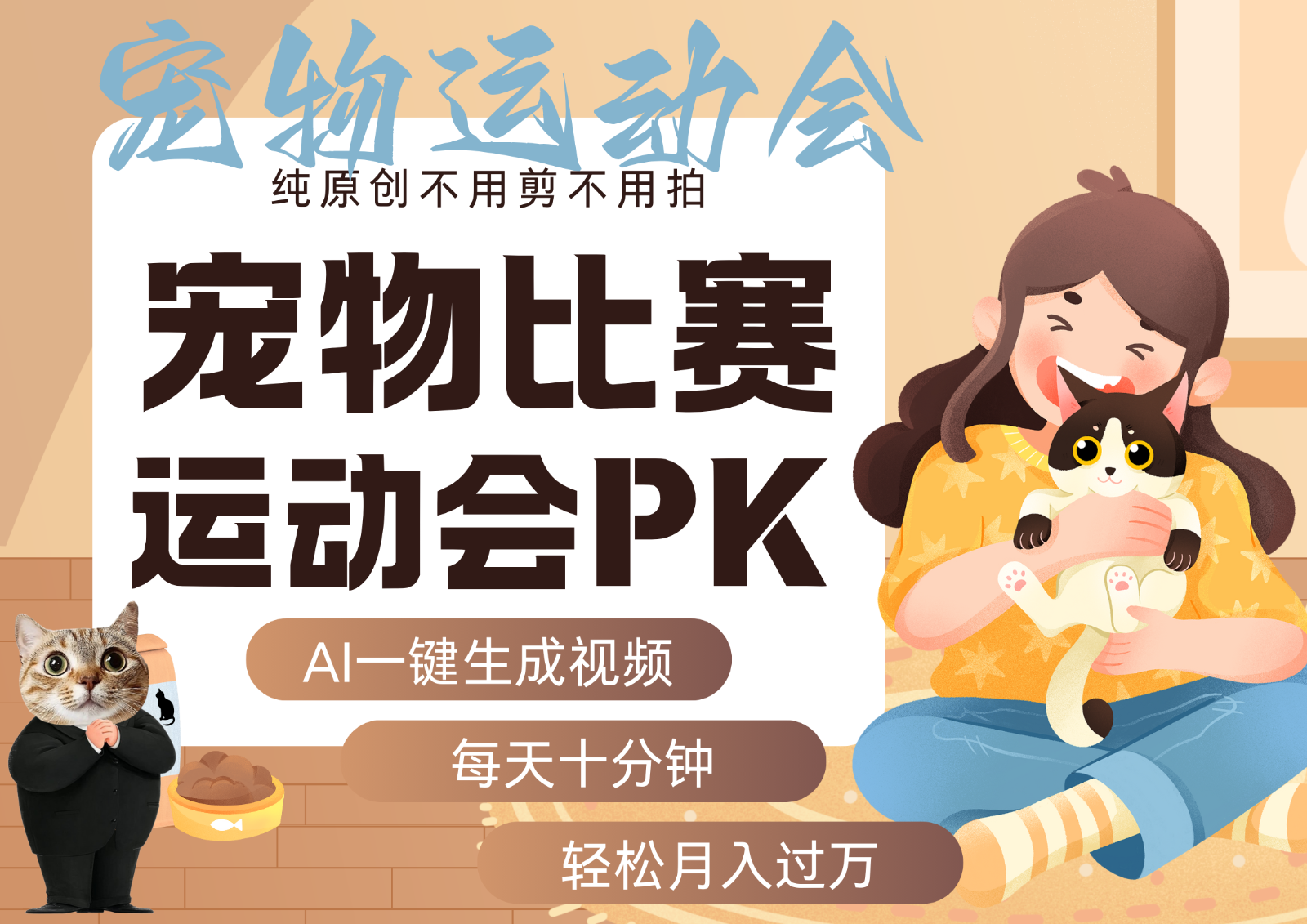 AI萌宠运动员跳水 射击 篮球 足球比赛 每天十分钟 附详细提示词文案库 代替做…-情久项目网