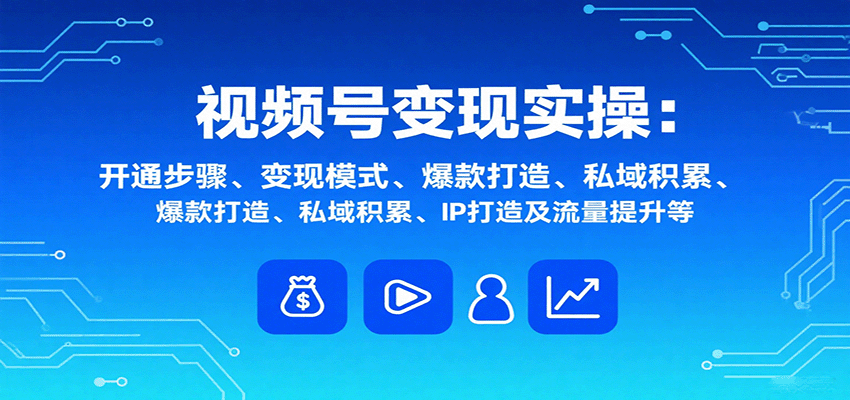 视频号变现实操，含开通步骤、变现模式、爆款打造、私域积累、IP打造及流量提升等-情久项目网