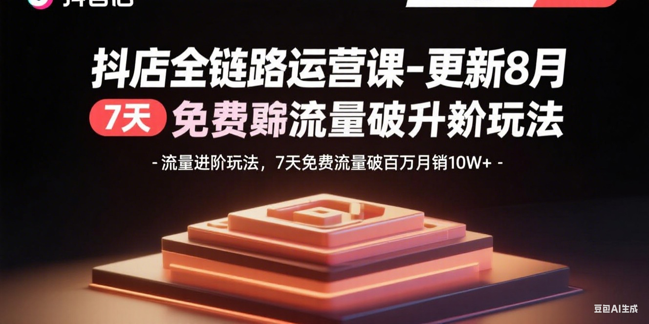 抖店全链路运营课-更新8月：流量进阶玩法，7天免费流量破百万月销10W+-情久项目网