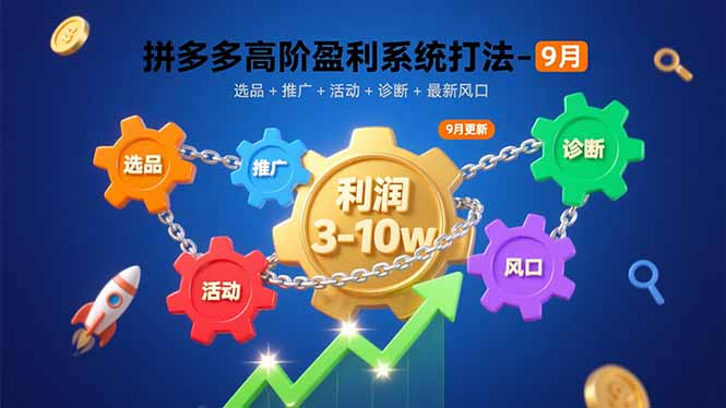 拼多多高阶盈利系统打法-9月：选品+推广+活动+诊断+最新风口，月利润3-10w-情久项目网
