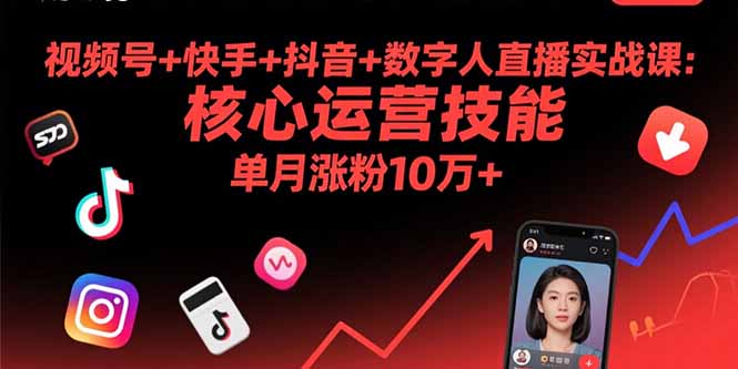视频号+快手+抖音+数字人直播实战课(9月-情久项目网