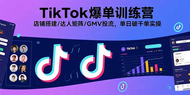 TikTok爆单训练营，店铺搭建/达人矩阵/GMV投流，单日破千单实操-情久项目网