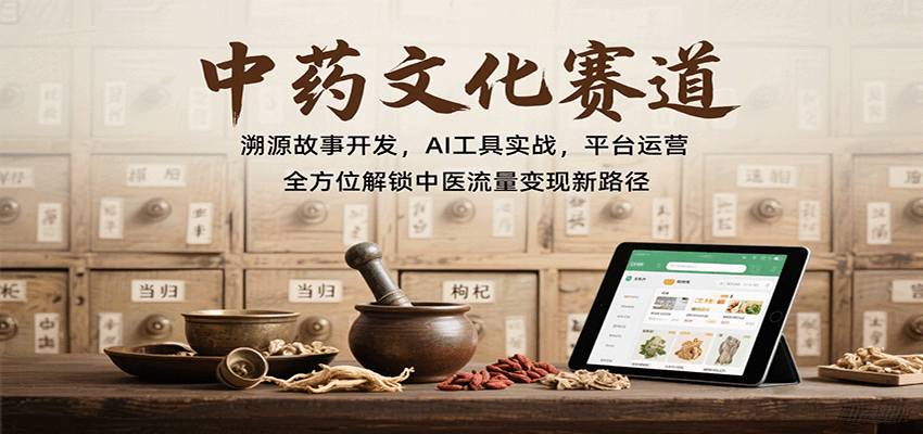 中药文化赛道：溯源故事开发，AI工具实战，平台运营，全方位解锁中医流量变现新路径-情久项目网