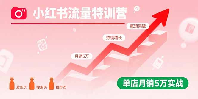 小红书流量特训营：突破流量瓶颈，实现店铺持续增长，单店月销5万实战-情久项目网