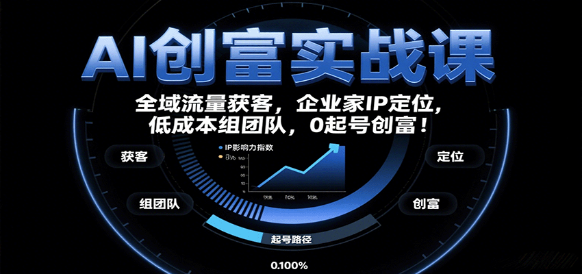 AI创富实战课：企业家IP定位，全域流量获客，低成本组团队，0起号创富！-情久项目网