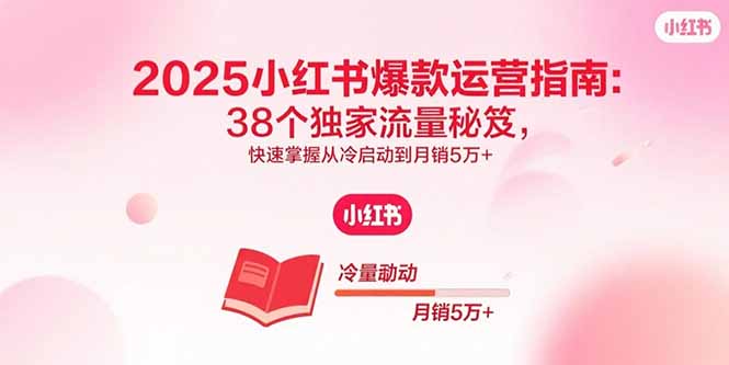 2025小红书爆款运营指南：38个独家流量秘笈，快速掌握从冷启动到月销5万+-情久项目网