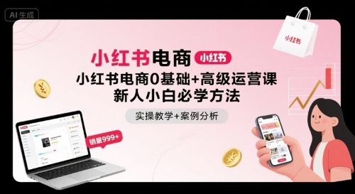 小红书电商0基础+高级运营课，新人小白必学方法，实操教学+案例分析-情久项目网
