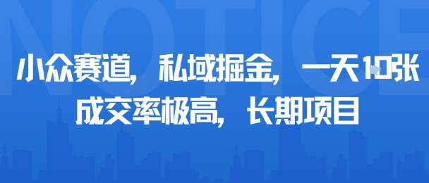 小众赛道，私域掘金，一天多张，成交率极高，长期项目-情久项目网