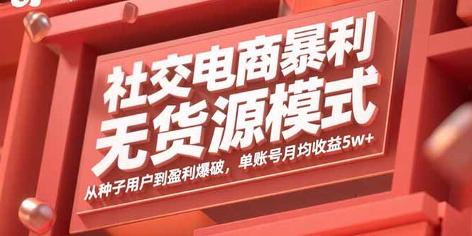 社交电商暴利无货源模式：从种子用户到盈利爆破，单账号月均收益5w+-情久项目网