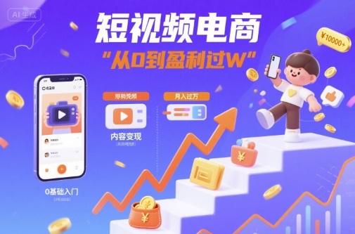 短视频电商：短视频变现从0到盈利过W-情久项目网