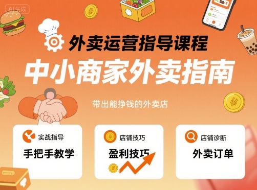 外卖运营指导课程，中小商家外卖指南，手把手带出能挣钱的外卖店-情久项目网