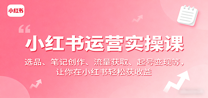 小红书运营实操课：选品、笔记创作、流量获取、起号变现等，让你在小红书轻松获收益-情久项目网
