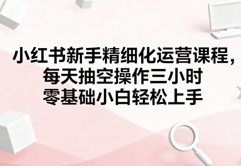 小红书新手精细化运营课程，每天抽空操作三小时，零基础小白轻松上手-情久项目网