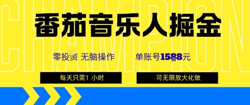 番茄音乐人掘金，单账号最高可撸1k+，可无限矩阵去做，零投入-情久项目网