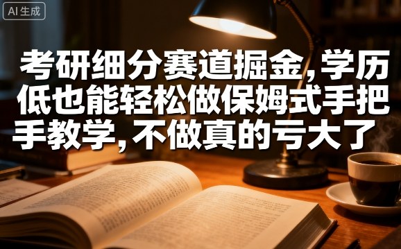 考研细分赛道掘金，日入1k+，学历低也能轻松做保姆式手把手教学，不做真的亏大了【揭秘】-情久项目网