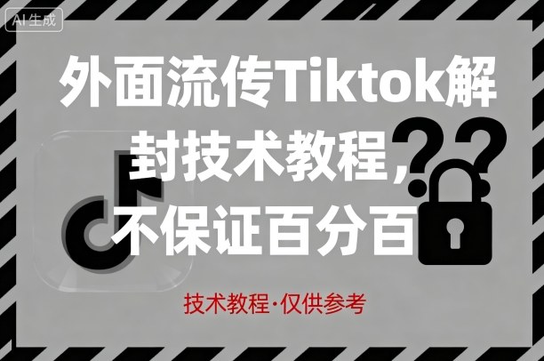 外面流传Tiktok解封技术教程，不保证百分百，具体自测-情久项目网
