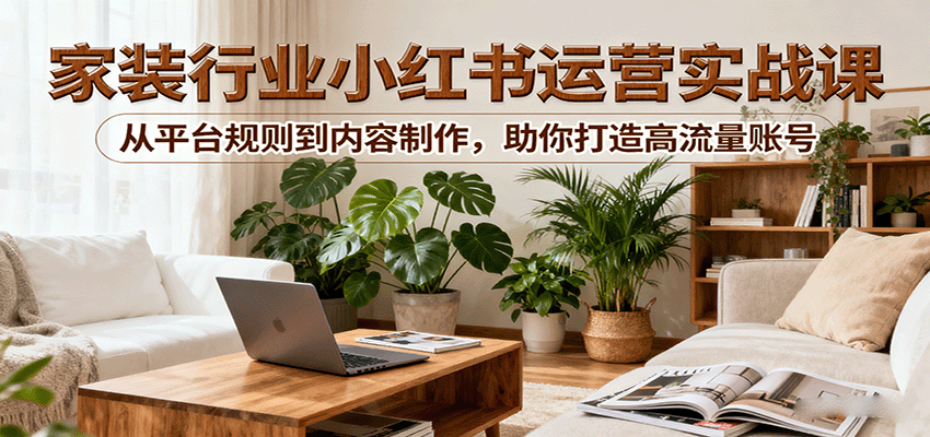 小红书家装行业运营实战课：从平台规则到内容制作，助你打造高流量账号-情久项目网