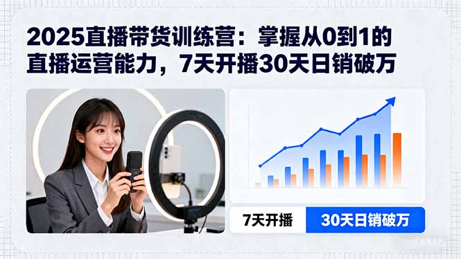 2025直播带货训练营：掌握从0到1的直播运营能力，7天开播30天日销破万-情久项目网