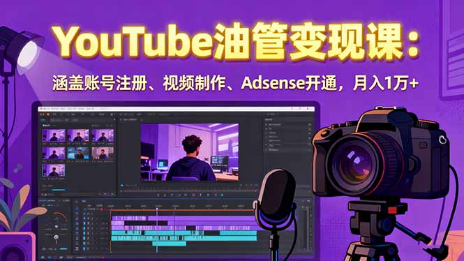 2025YouTube油管变现课：涵盖账号注册、视频制作、Adsense开通，月入1万+-情久项目网