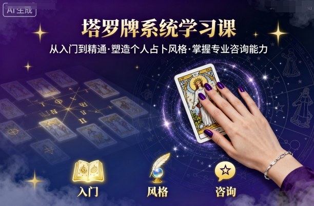 塔罗牌系统学习课，助你从入门到精通，塑造个人占卜风格，掌握专业咨询能力-情久项目网
