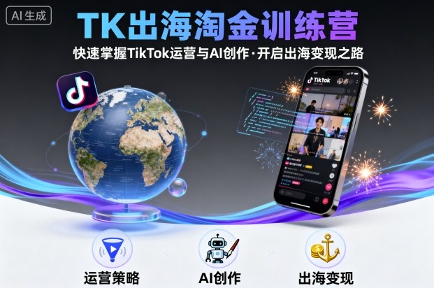 TK出海淘金训练营，助你快速掌握TikTok运营与AI创作，开启出海变现之路-情久项目网