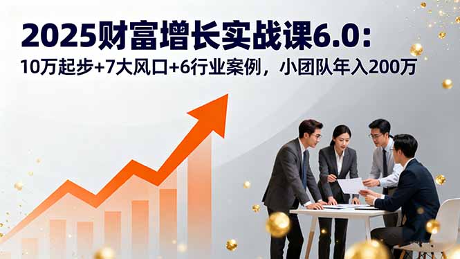 2025财富增长实战课6.0：10万起步+7大风口+6行业案例，小团队年入200万-情久项目网