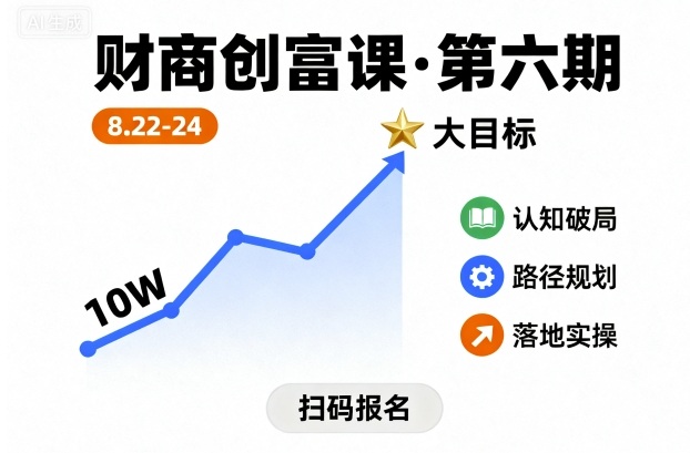 财商创富课第六期8月22-24号，如何从10W起步，一步步实现大目标-情久项目网