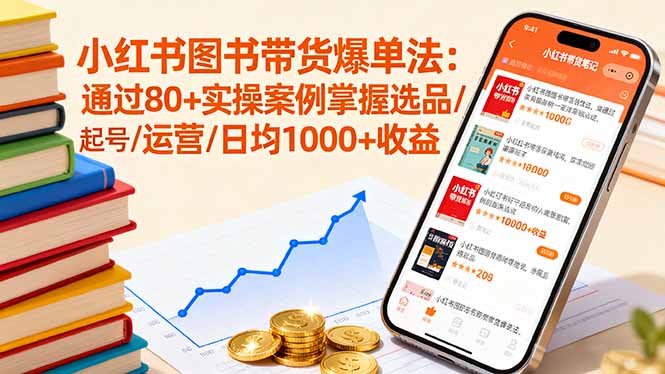 小红书图书带货爆单法：通过80+实操案例掌握选品/起号/运营/日均1000+收益-情久项目网