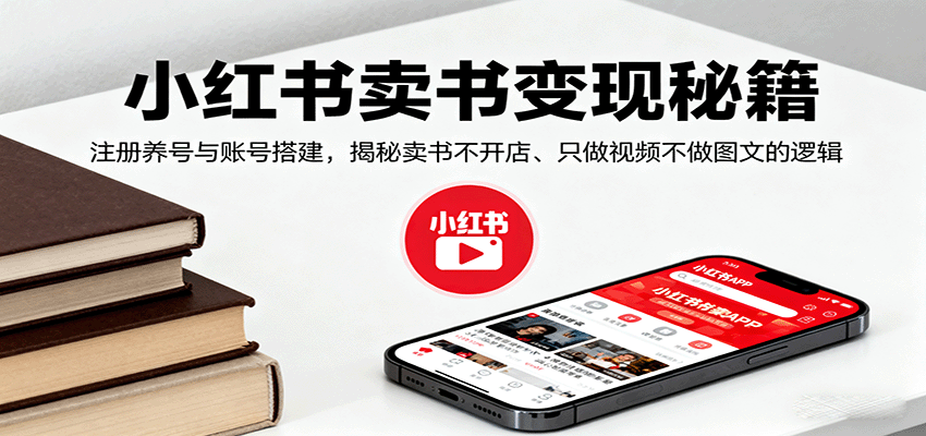 小红书卖书变现秘籍，注册养号与账号搭建，揭秘卖书不开店、只做视频不做图文的逻辑-情久项目网