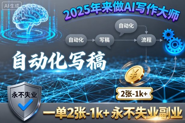 2025年来做AI写作大师，自动化写稿，一单2张-1k+，永不失业副业-情久项目网