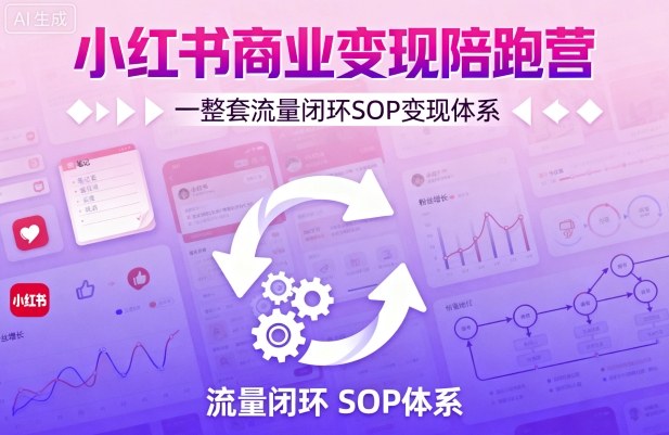 小红书商业变现陪跑营，轻IP矩阵 私域获客 聚光投流，一整套流量闭环SOP变现体系-情久项目网