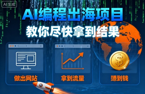 AI编程出海项目，教你尽快拿到结果-做出网站、拿到流量、賺到钱-情久项目网