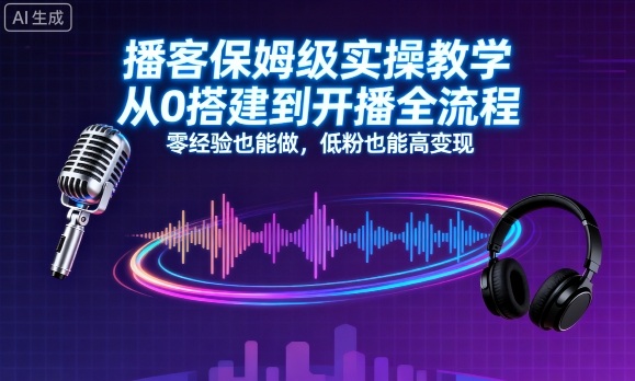 播客保姆级实操教学，从0搭建到开播全流程，零经验也能做，低粉也能高变现-情久项目网