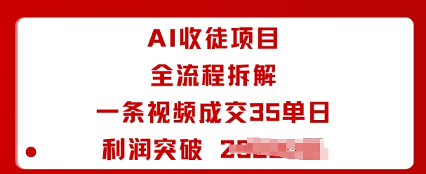 AI收徒项目全流程拆解一条视频成交35单日利润突破1k+-情久项目网