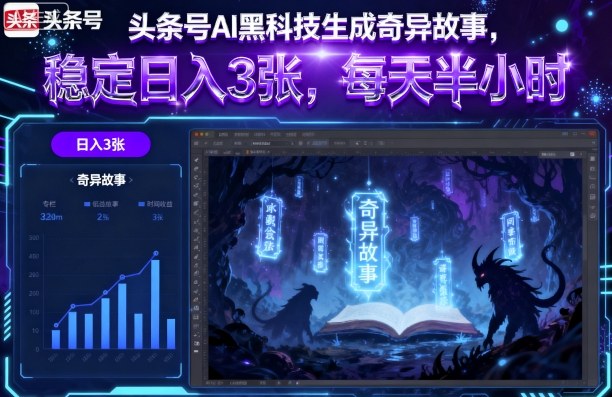 头条号AI黑科技生成奇异故事，稳定日入3张，每天半小时-情久项目网