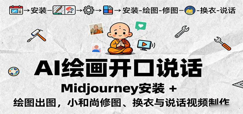 AI绘画开口说话，Midjourney安装 + 绘图出图，小和尚修图、换衣与说话视频制作-情久项目网