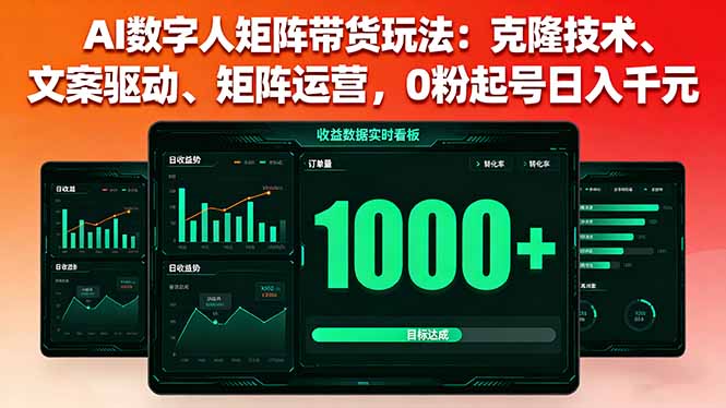 AI数字人矩阵带货玩法：克隆技术、文案驱动、矩阵运营，0粉起号日入千元-情久项目网